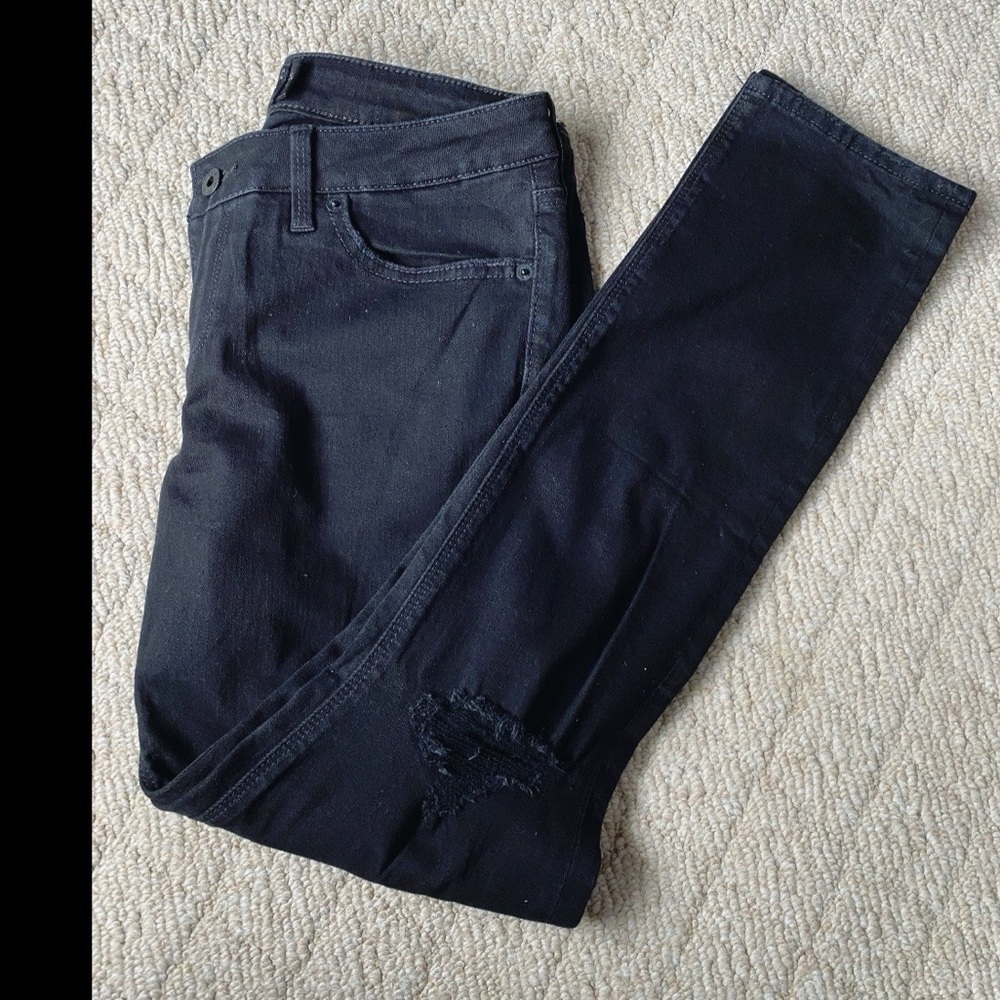 Lucky brand mid rise lolita skinny black distressed jeans - Picture 2 of 4